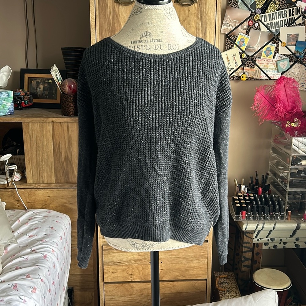 Gray Metallic Calvin Klein Sweater - Small